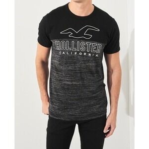 Hollister‎ Black Graphic T-Shirt Crew Neck Short Sleeve Casual Top, Mens Size M